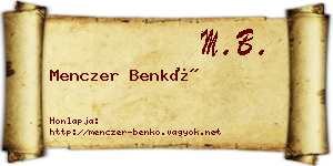 Menczer Benkő névjegykártya